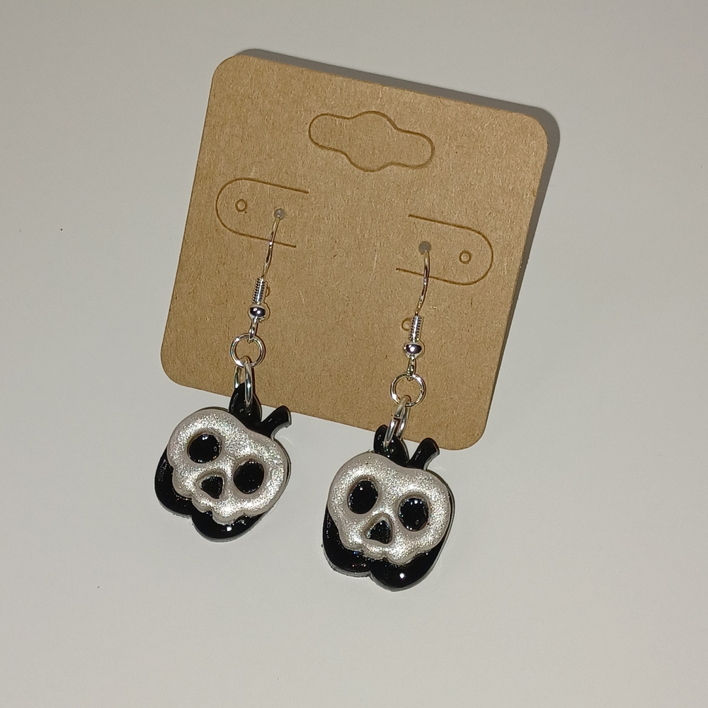 Black and White Skull Earrings